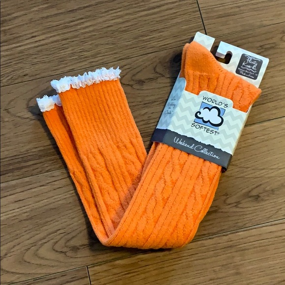 Orange knee high lace trim socks - Picture 2 of 5